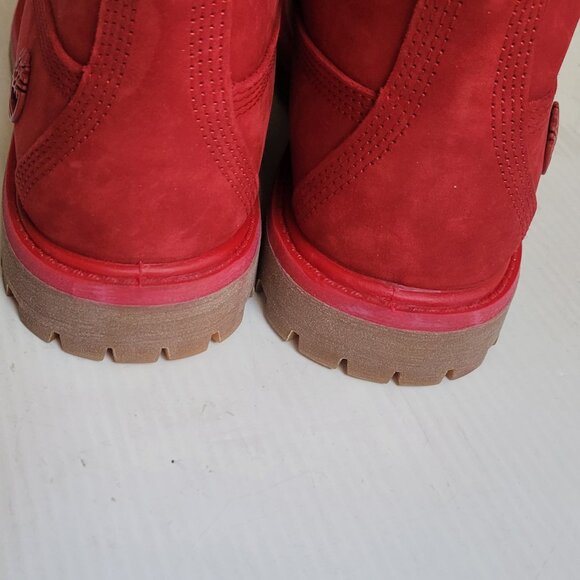New! Timberland Women's Limited Release 6 inch Waterproof Work Boots Red Leather - Picture 8 of 10